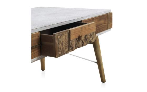 Mesa de Centro Madera Reciclada Tapa Blanca Decape Albost