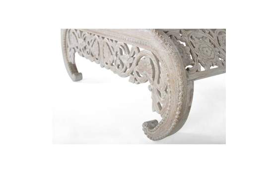 Mesa de Centro Madera Tallada Blanco Decape Serie Aditas