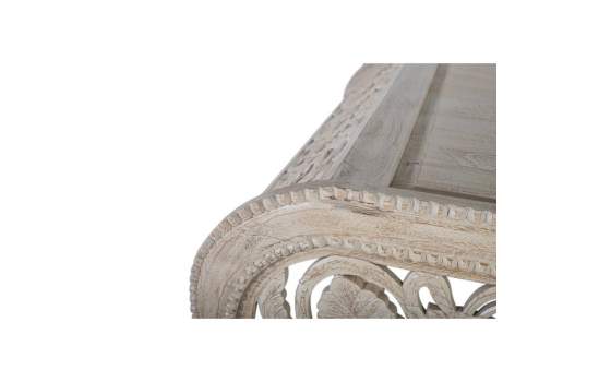 Mesa de Centro Madera Tallada Blanco Decape Serie Aditas