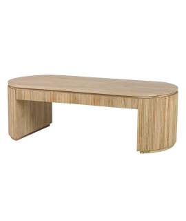 Mesa de Centro Oval Madera Mango Natural Serie Myra