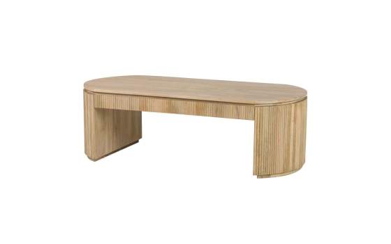 Mesa de Centro Oval Madera Mango Natural Serie Myra