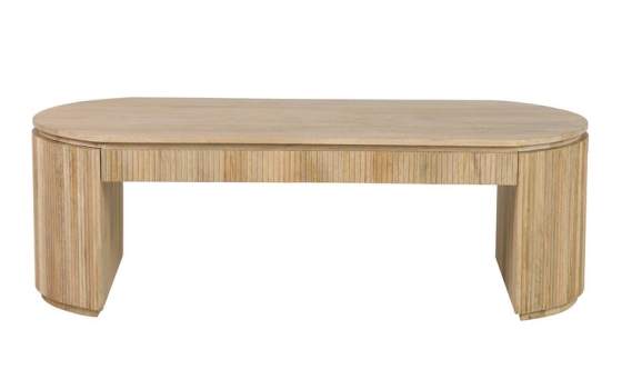 Mesa de Centro Oval Madera Mango Natural Serie Myra