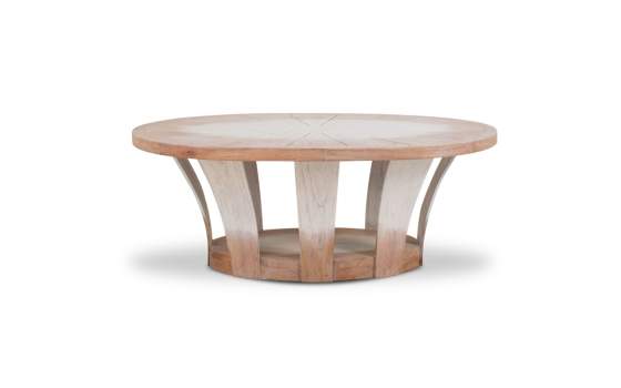 Mesa de Centro Ovalada Patinado Blanco Serie Melbourne