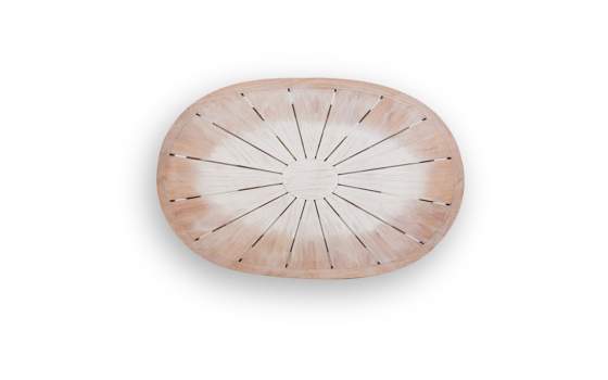 Mesa de Centro Ovalada Patinado Blanco Serie Melbourne