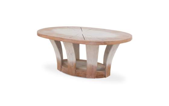 Mesa de Centro Ovalada Patinado Blanco Serie Melbourne