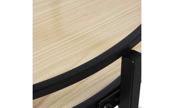 Mesa de Centro Redonda Forja Negra Cristal y Madera Abtubin