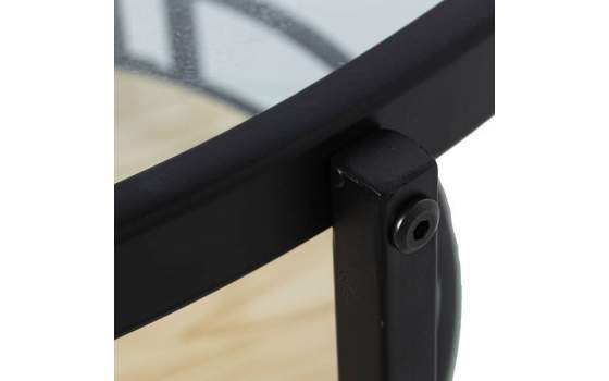 Mesa de Centro Redonda Forja Negra Cristal y Madera Abtubin