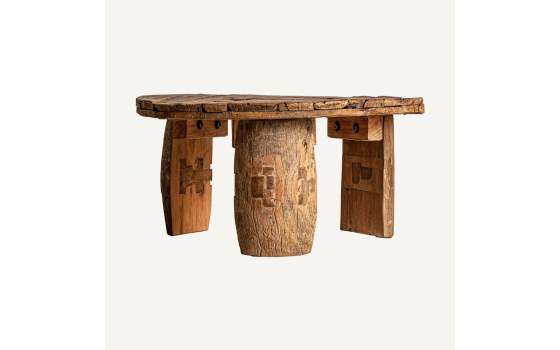 Mesa de Centro Redonda Rustica Reciclada Serie Abadai