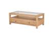 Mesa de Centro Rustica de 120 Marron Tapa Cristal Serie Apelby