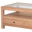 Mesa de Centro Rustica de 120 Marron Tapa Cristal Serie Apelby