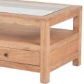 Mesa de Centro Rustica de 120 Marron Tapa Cristal Serie Apelby