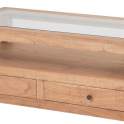 Mesa de Centro Rustica de 120 Marron Tapa Cristal Serie Apelby