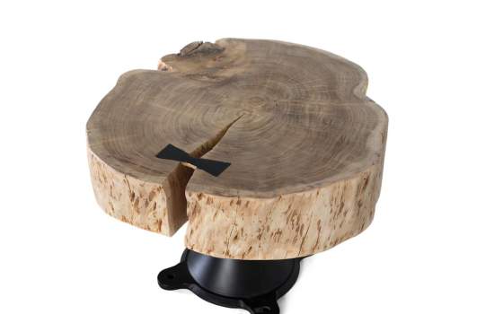 Mesa de Centro Rustica Tronco Natural y Forja Alcobia