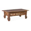 Mesa de Centro Tallada Madera Reciclada Oriental Serie Recicle