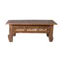 Mesa de Centro Tallada Madera Reciclada Oriental Serie Recicle