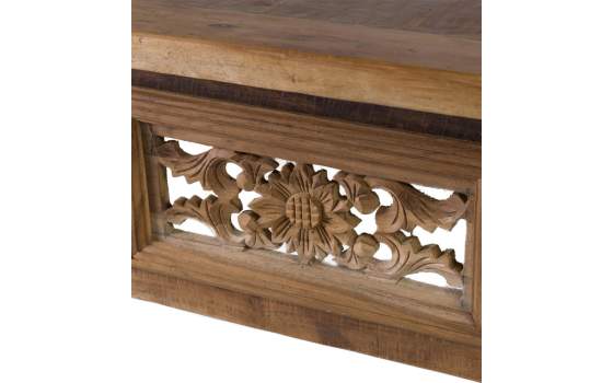 Mesa de Centro Tallada Madera Reciclada Oriental Serie Recicle