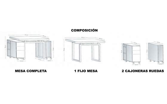 Mesa Despacho Actual Colonial en Madera de Castaño