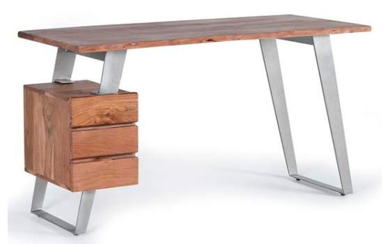 Mesa Escritorio 3 Cajones Madera Metal Serie Aratany