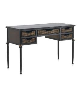 Mesa Escritorio Metalico 5 Cajones Negro Bronce Serie Adenaren