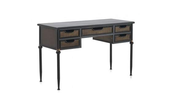 Mesa Escritorio Metalico 5 Cajones Negro Bronce Serie Adenaren