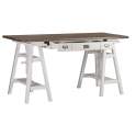 Mesa Escritorio Regulable Blanco Nogal Serie Everest