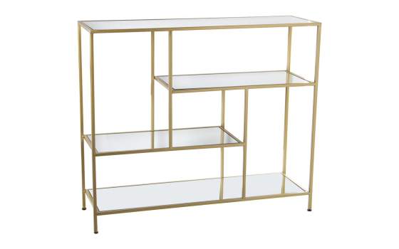 Mesa Estanteria Estilo Actual en Forja Oro y Tapa Espejo Akajan