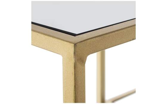 Mesa Estanteria Estilo Actual en Forja Oro y Tapa Espejo Akajan