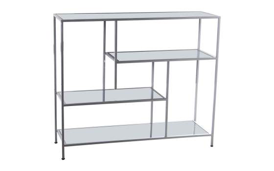 Mesa Estanteria Estilo Actual en Forja Plata Tapa Espejo Akajan