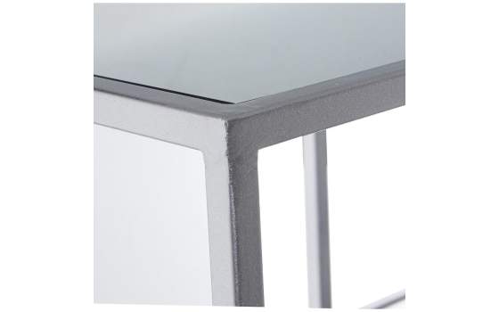Mesa Estanteria Estilo Actual en Forja Plata Tapa Espejo Akajan