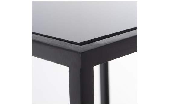Mesa Estanteria Estilo Actual en Forja y Cristal Negra Akajan