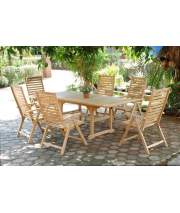 Mesa Extensible y 6 Silones Teca Tirena