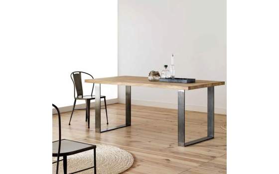 Mesa Forja Grande 3 Tamaños Tapa Madera Estilo Industrial Roma