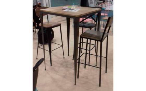 Mesa Forja Madera Alta 2 Tamaños Estilo Industrial Artanst
