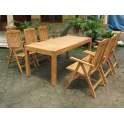 Mesa Grande Teca y 8 Sillones Plegables Serie Tirena