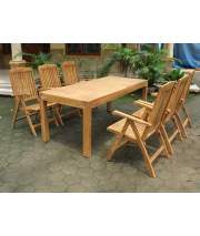 Mesa Grande Teca y 8 Sillones Plegables Serie Tirena