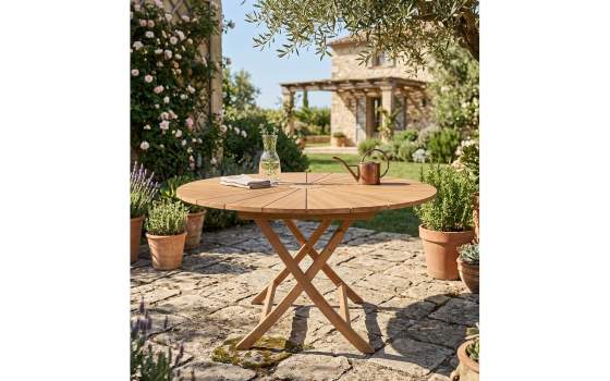 Mesa Plegable Redonda Jardin Teka Natural - Serie Brisa