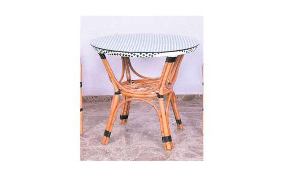 Mesa Rattan Terraza Tejido Sintetico Negro Blanco Barias