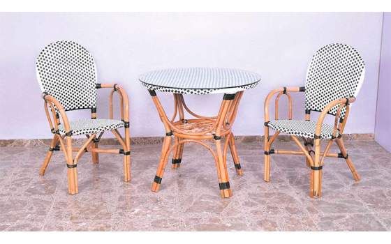 Mesa Rattan Terraza Tejido Sintetico Negro Blanco Barias