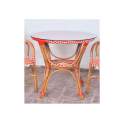 Mesa Rattan Terraza Tejido Sintetico Rojo Blanco Barias