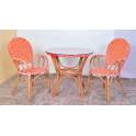 Mesa Rattan Terraza Tejido Sintetico Rojo Blanco Barias
