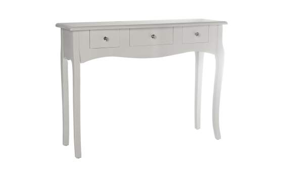 Mesa Recibidor 3 Cajones en Blanco Clasico Serie Acatts