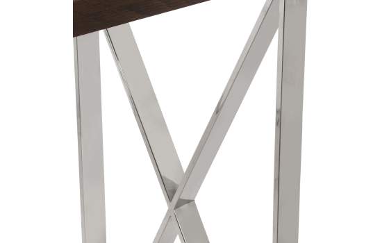 Mesa Recibidor Moderna Acero Inox. Madera Serie Almengo