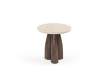 Mesa Redonda Auxiliar 50 cm Moderna Madera Mindi Marmol - Acheu