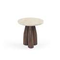 Mesa Redonda Auxiliar 50 cm Moderna Madera Mindi Marmol - Acheu