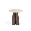Mesa Redonda Auxiliar 50 cm Moderna Madera Mindi Marmol - Acheu