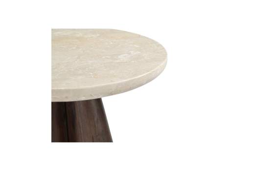 Mesa Redonda Auxiliar 50 cm Moderna Madera Mindi Marmol - Acheu