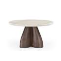 Mesa Redonda Auxiliar 75 cm Diseño Madera Mindi Marmol - Acheu