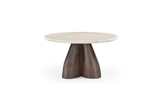 Mesa Redonda Auxiliar 75 cm Diseño Madera Mindi Marmol - Acheu