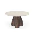 Mesa Redonda Auxiliar 75 cm Diseño Madera Mindi Marmol - Acheu