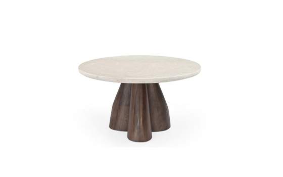 Mesa Redonda Auxiliar 75 cm Diseño Madera Mindi Marmol - Acheu
